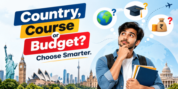 Indian student comparing study destinations, university courses and education budgets for 2027.